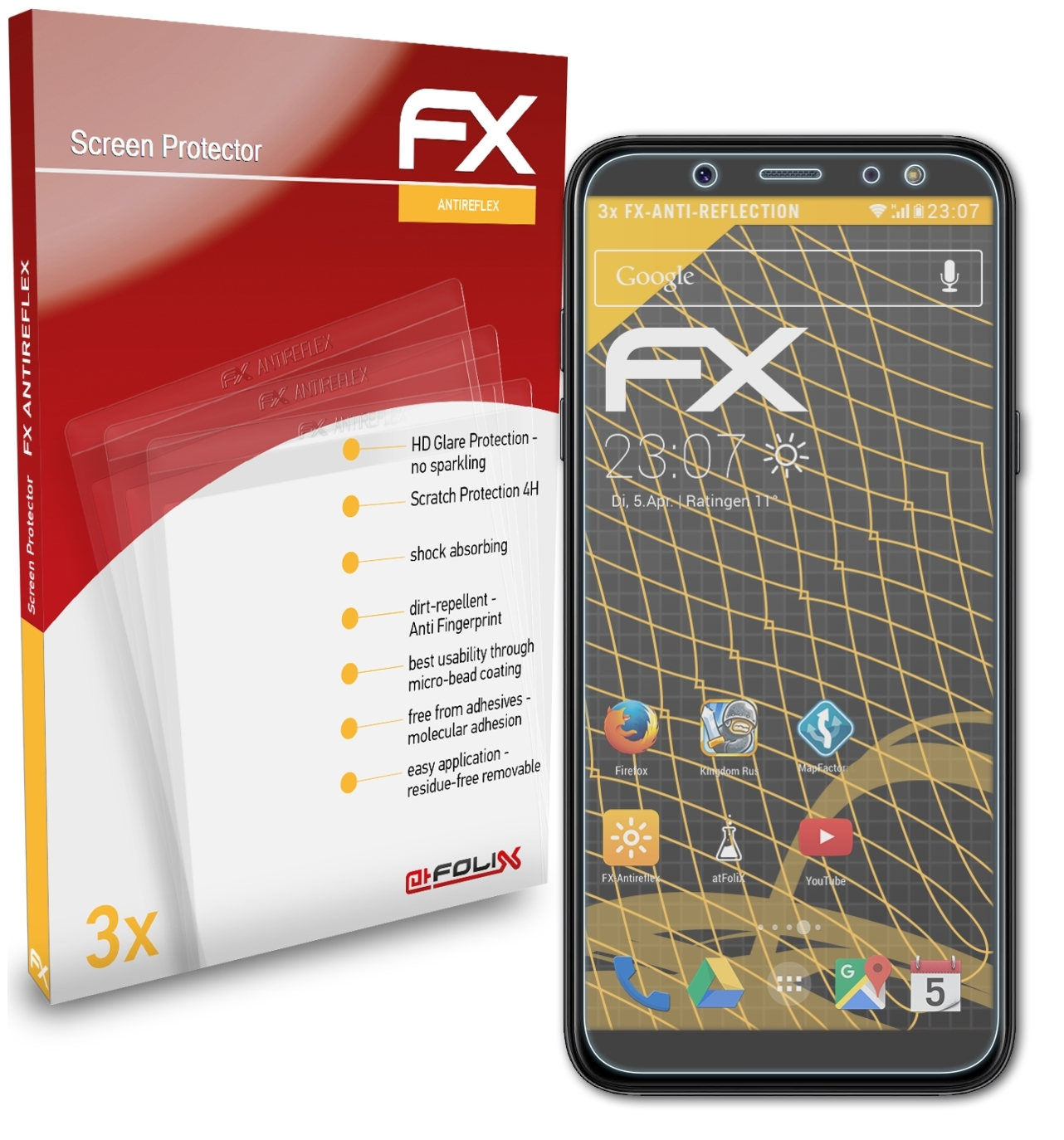 ATFOLIX 3x Displayschutz(für Galaxy FX-Antireflex A6 Samsung (2018))