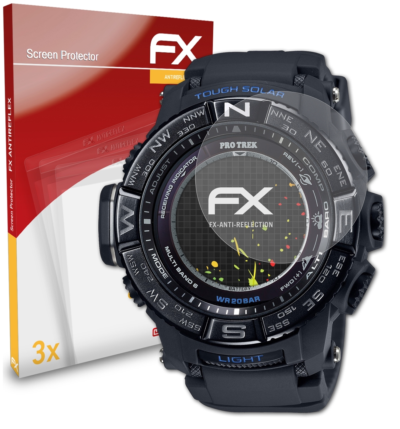 ATFOLIX 3x Casio FX-Antireflex Displayschutz(für PRW-3510Y-1ER)