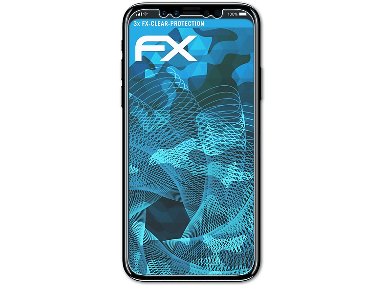 ATFOLIX 3x FX-Clear Displayschutz(für Apple X iPhone (Front))