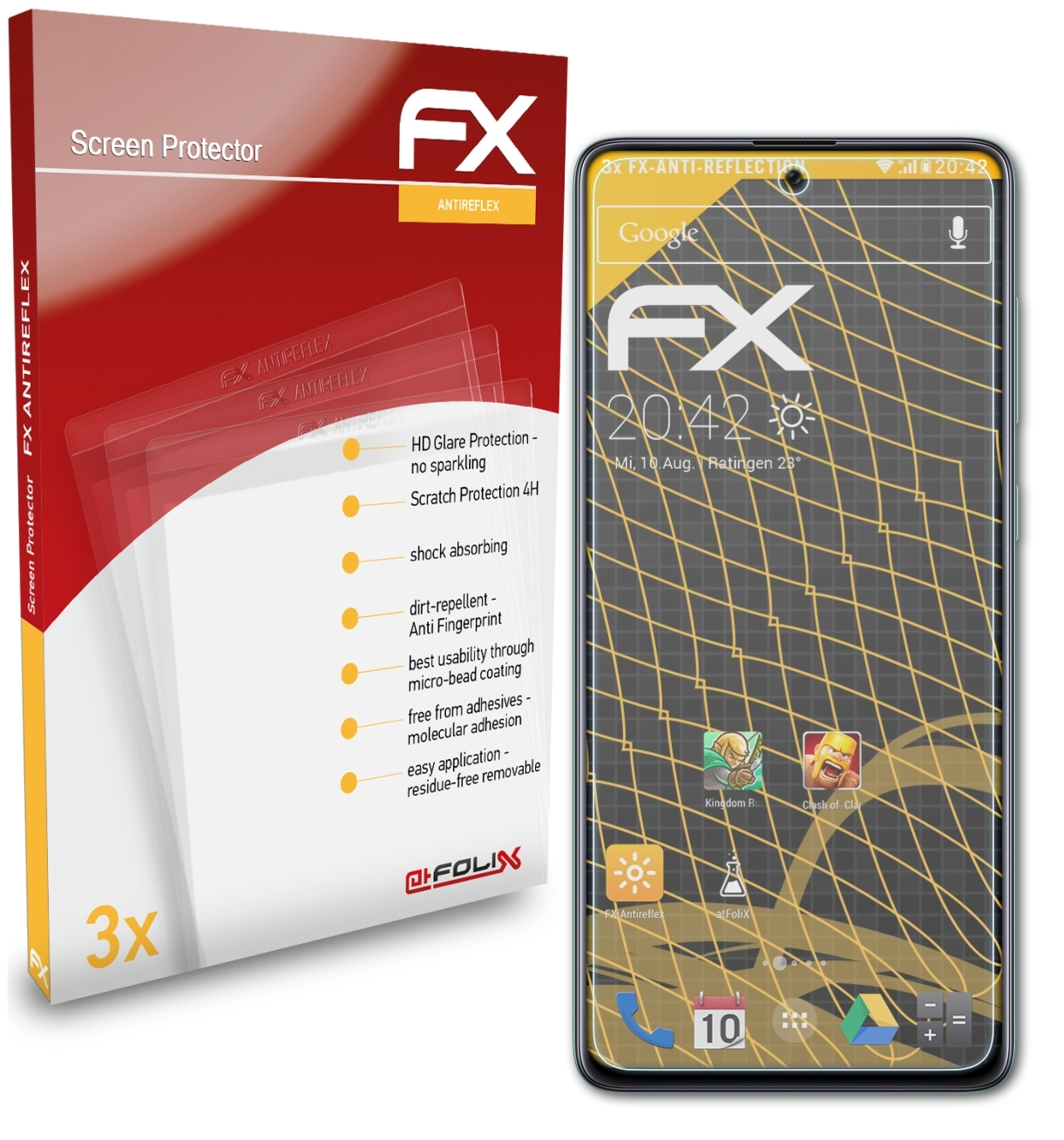 A71) Samsung Galaxy FX-Antireflex ATFOLIX Displayschutz(für 3x
