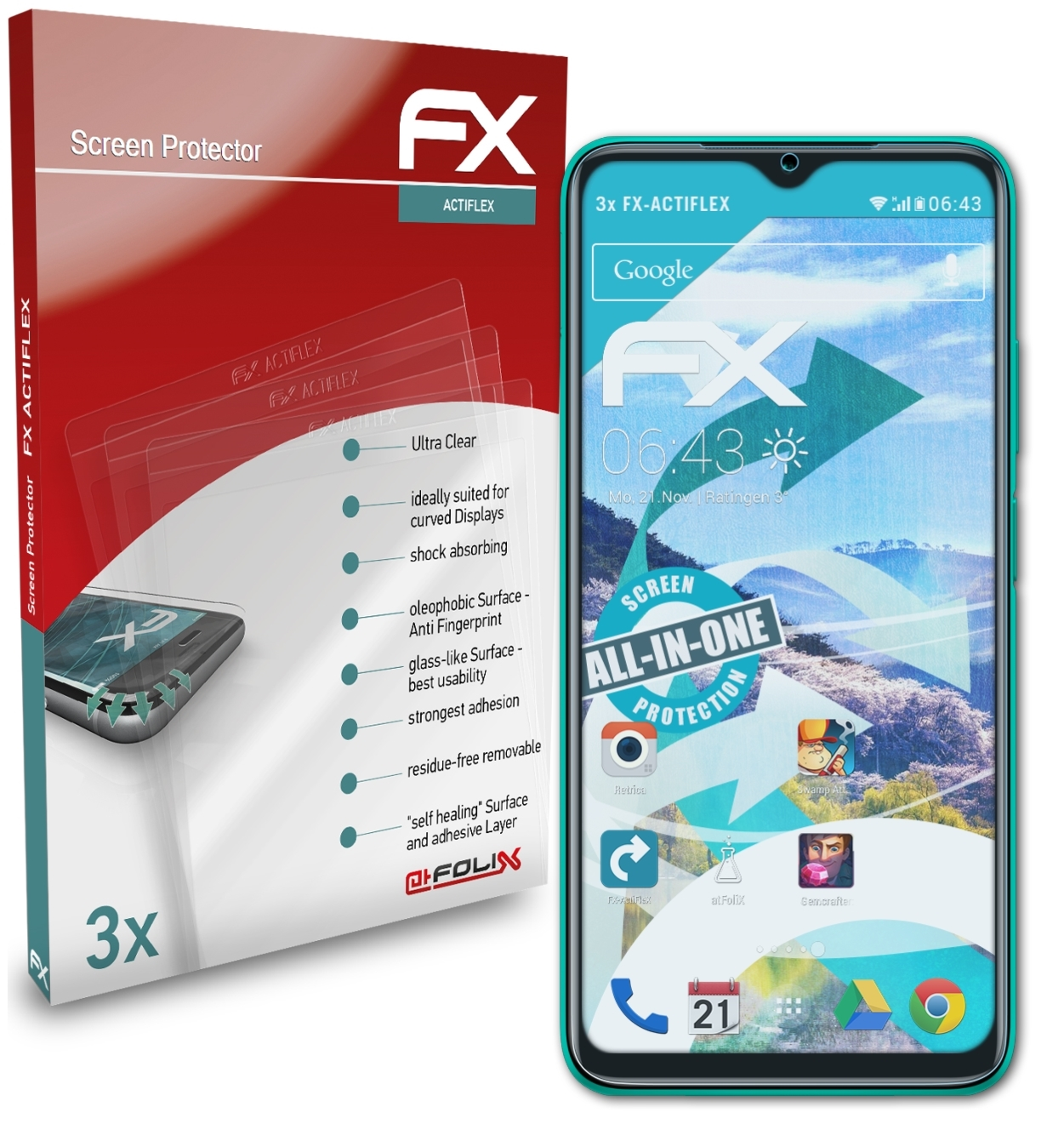 ATFOLIX 3x FX-ActiFleX Displayschutz(für Xiaomi Redmi 9T)
