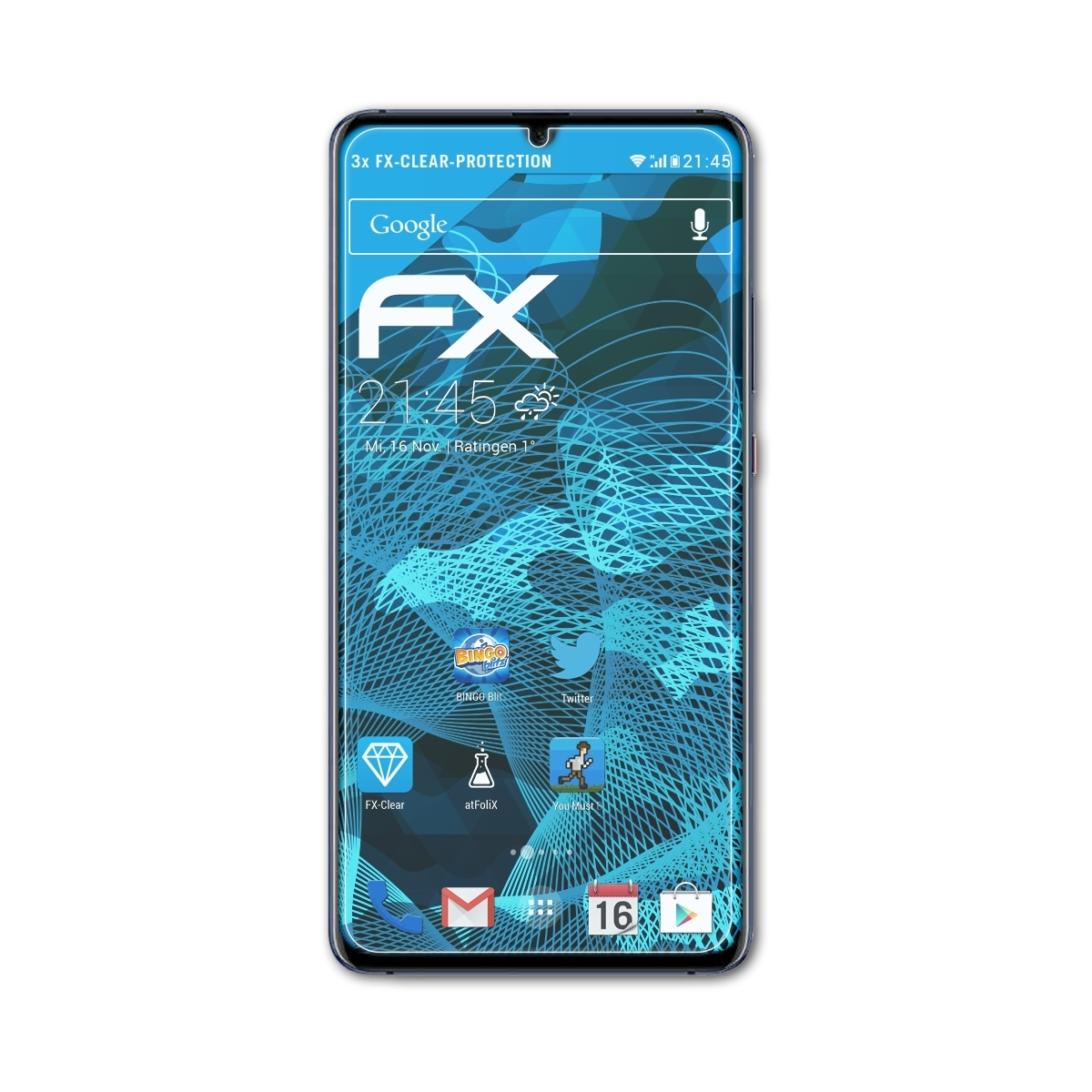 5G) Huawei Displayschutz(für FX-Clear 3x Mate ATFOLIX X 20