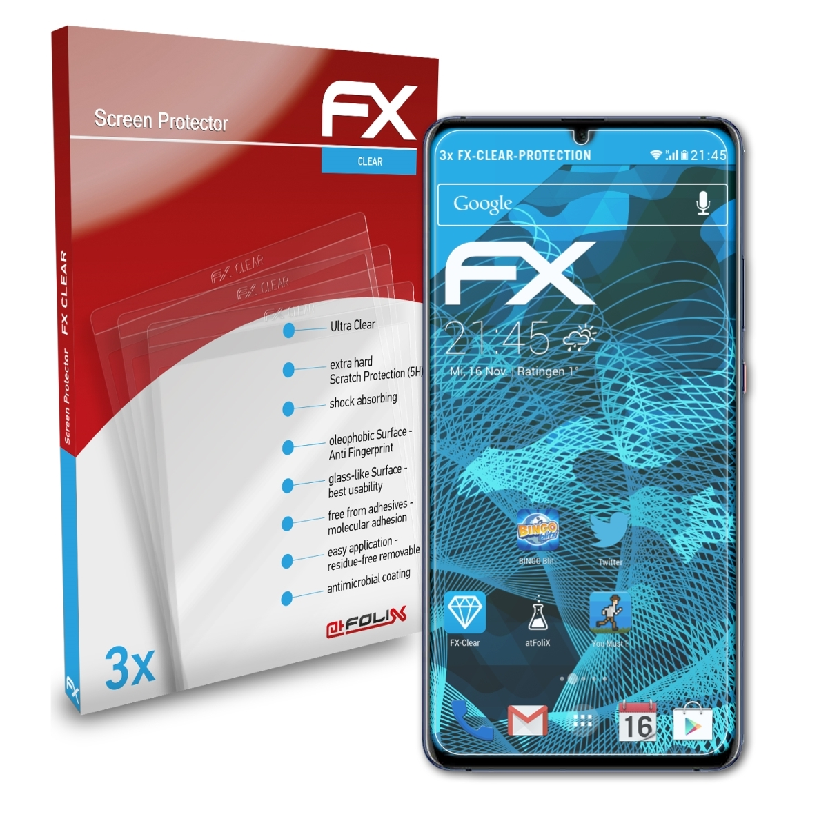 ATFOLIX 3x FX-Clear Displayschutz(für Mate 20 X Huawei 5G)