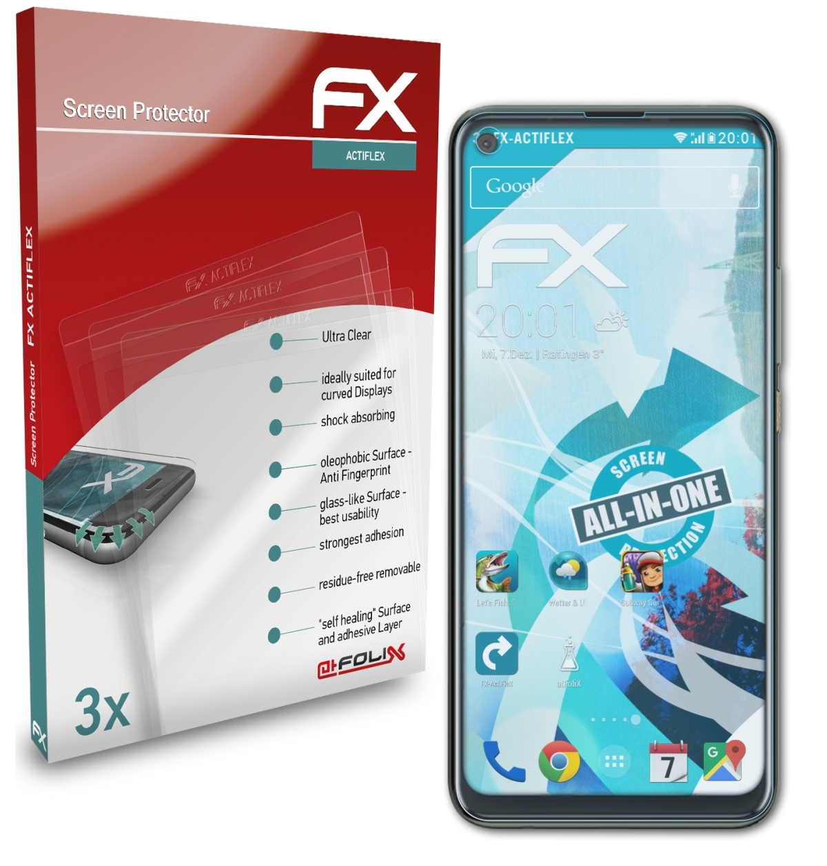 Displayschutz(für FX-ActiFleX U20) 3x HTC ATFOLIX