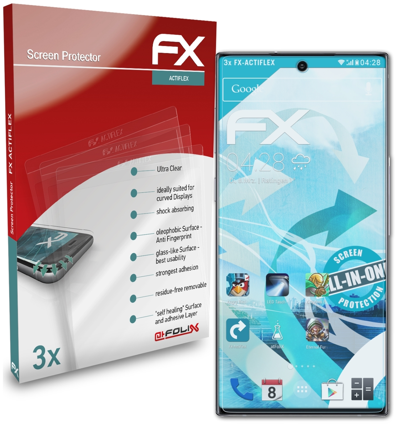 Note Samsung Galaxy FX-ActiFleX Displayschutz(für ATFOLIX 10 (Casefit)) 3x