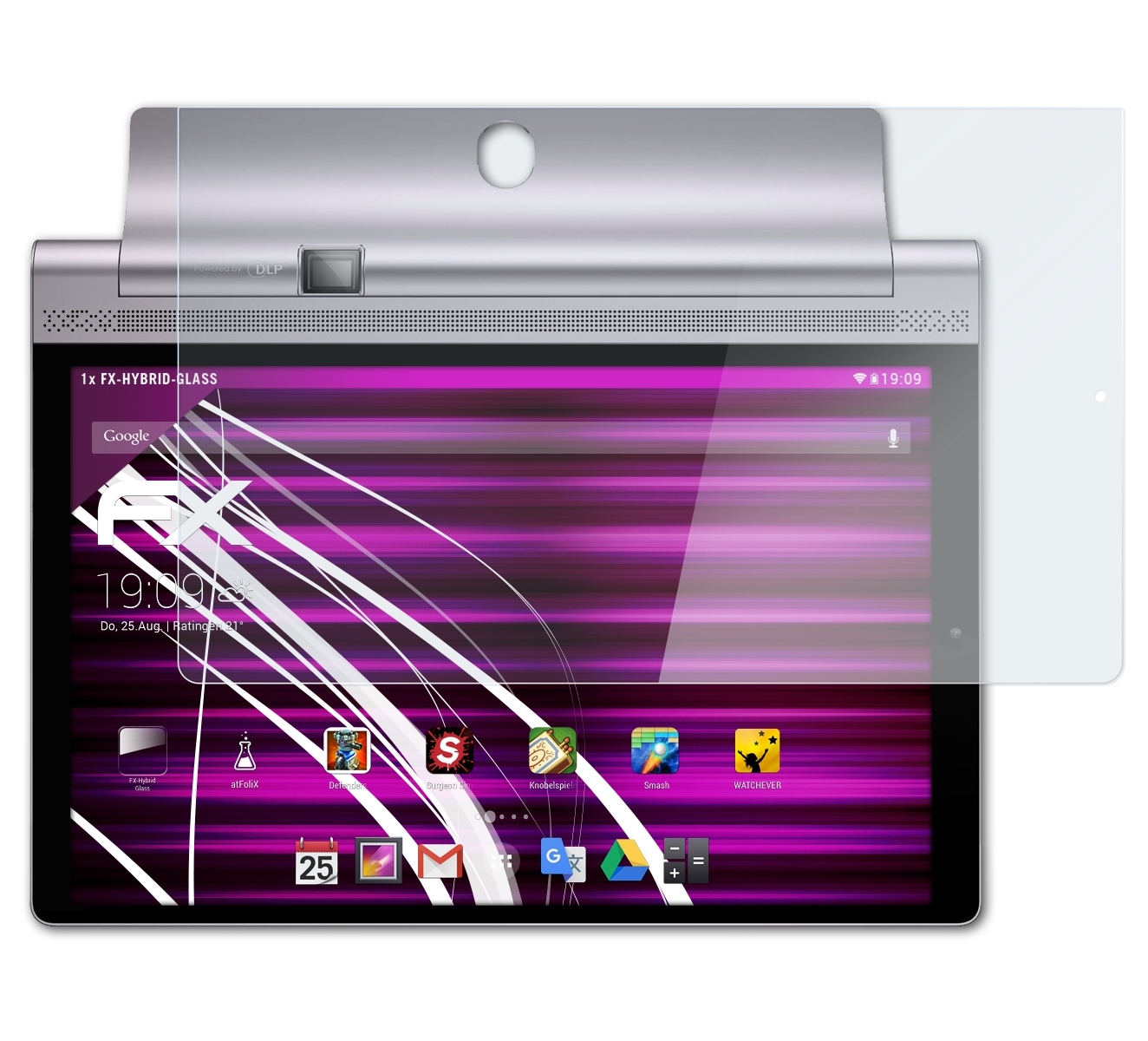 Pro Lenovo ATFOLIX FX-Hybrid-Glass Tab Schutzglas(für Yoga 10) 3