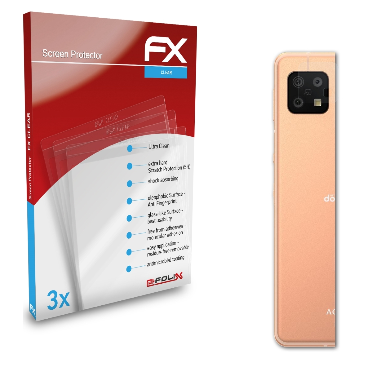 ATFOLIX 3x FX-Clear Lens) Sharp Displayschutz(für Sense6 Aquos
