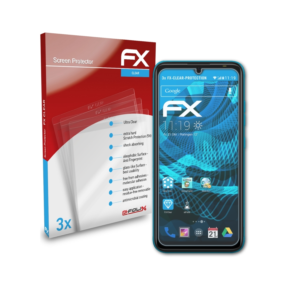 ATFOLIX 3x Pop Displayschutz(für Tecno FX-Clear 5)