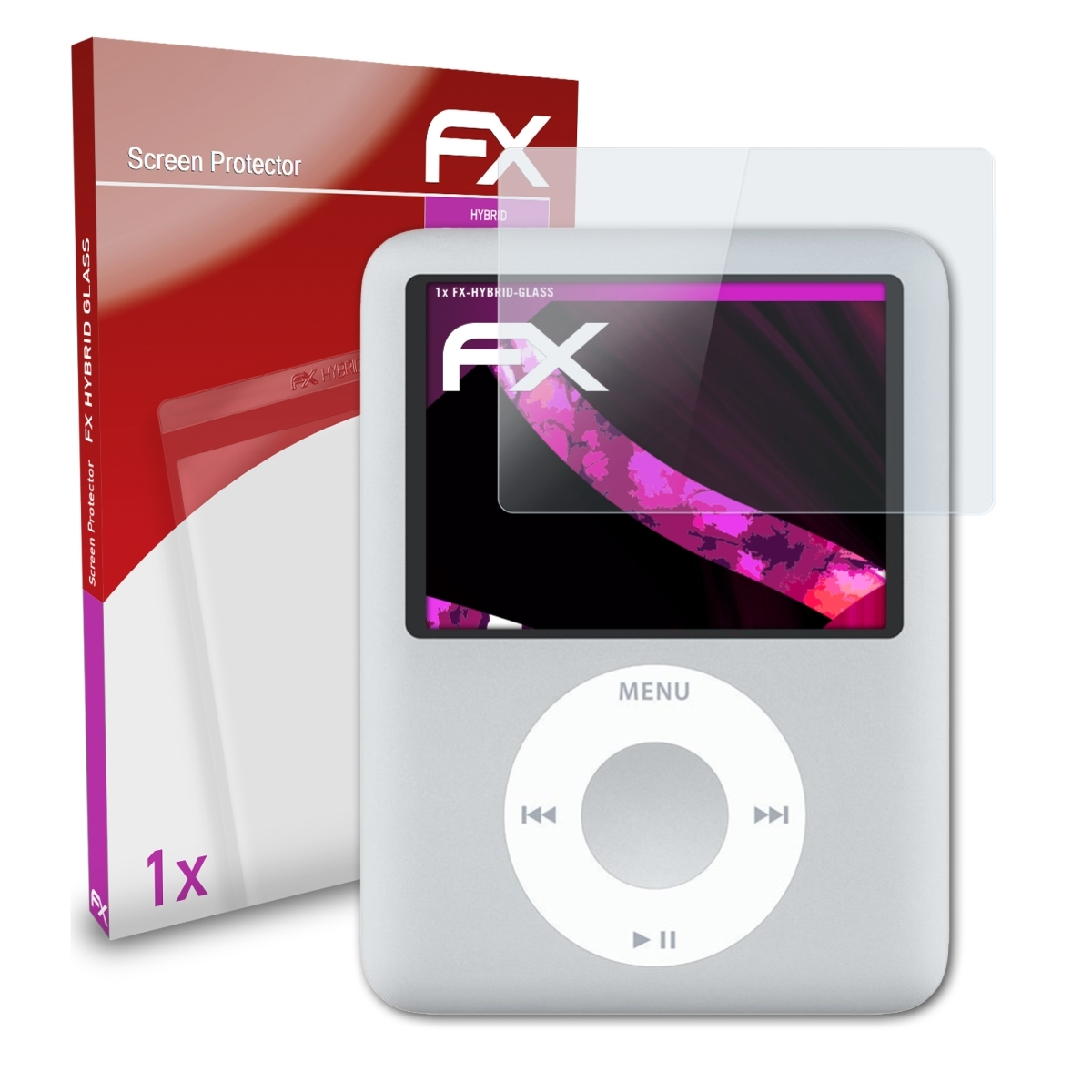 ATFOLIX FX-Hybrid-Glass 3G) iPod nano Schutzglas(für Apple