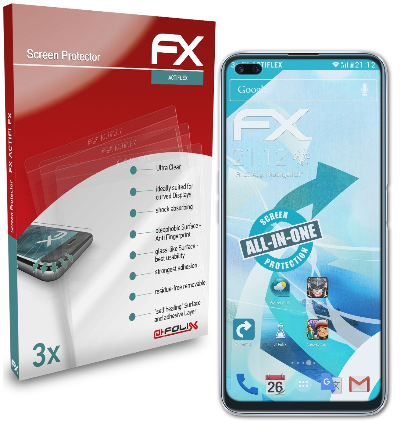 ATFOLIX 3x FX-ActiFleX X3 Displayschutz(für Realme SuperZoom)