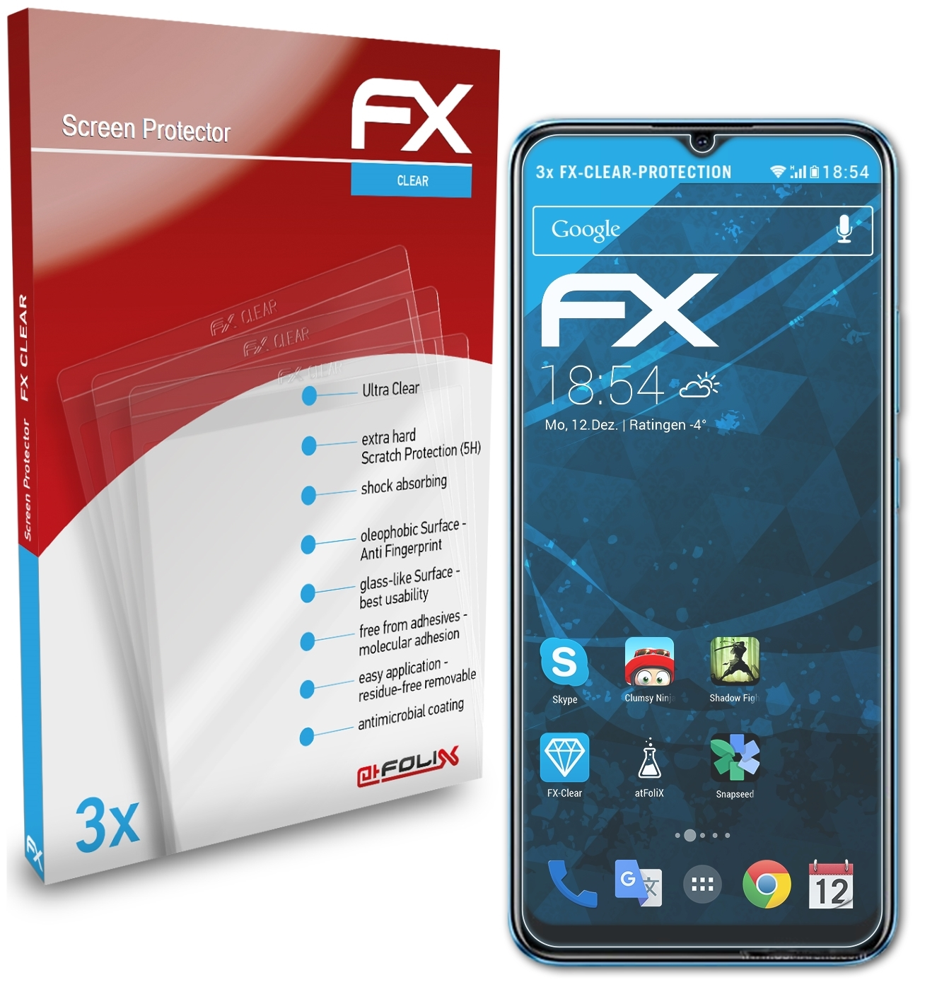 3x Realme FX-Clear Displayschutz(für ATFOLIX C20)