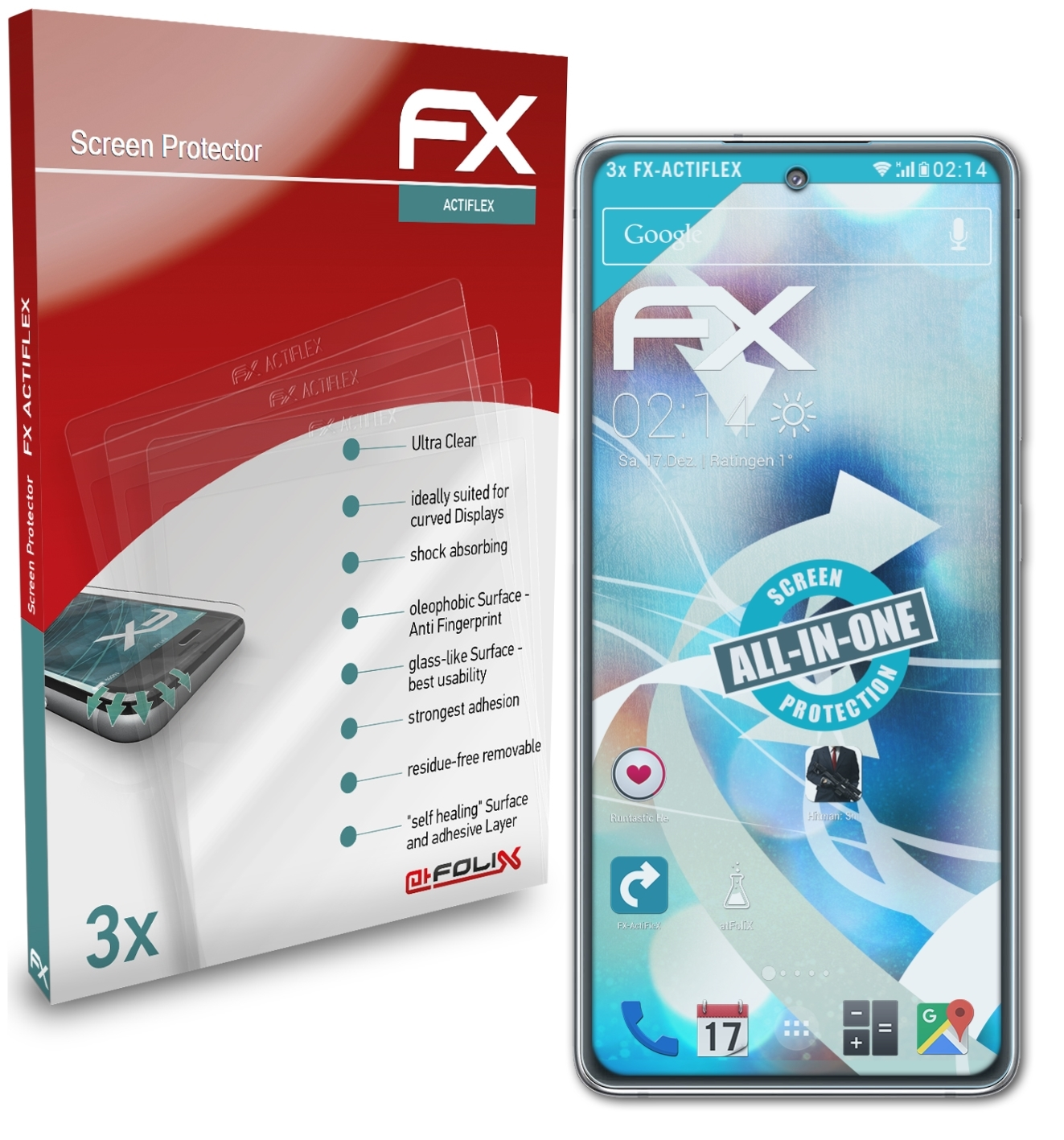 ATFOLIX 3x Displayschutz(für Samsung Galaxy FX-ActiFleX FE) S20