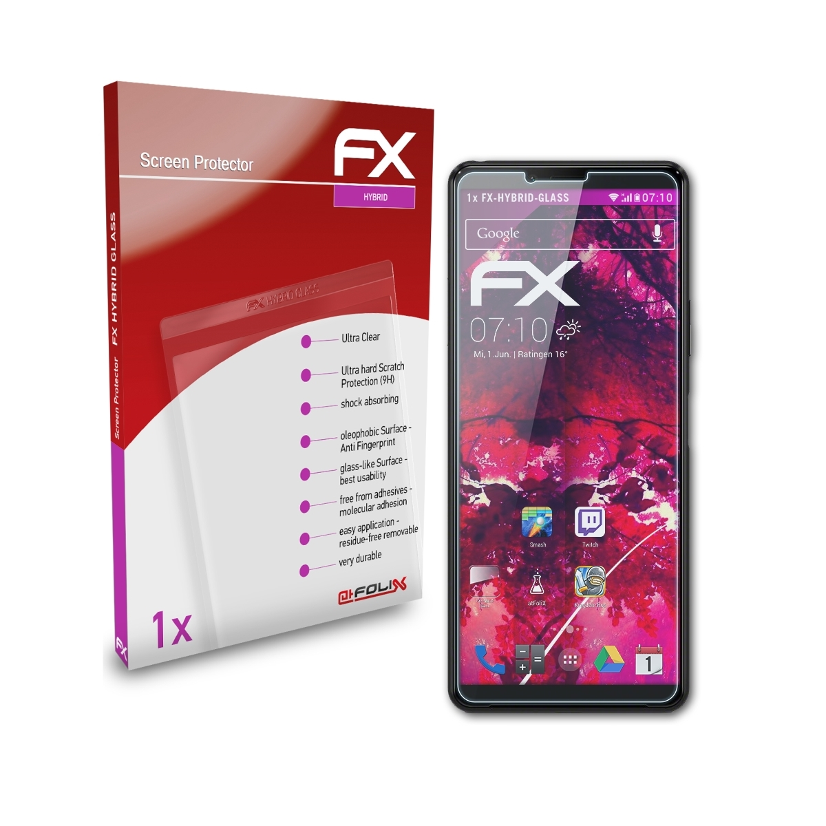 ATFOLIX FX-Hybrid-Glass Schutzglas(für Xperia Sony 10 II)