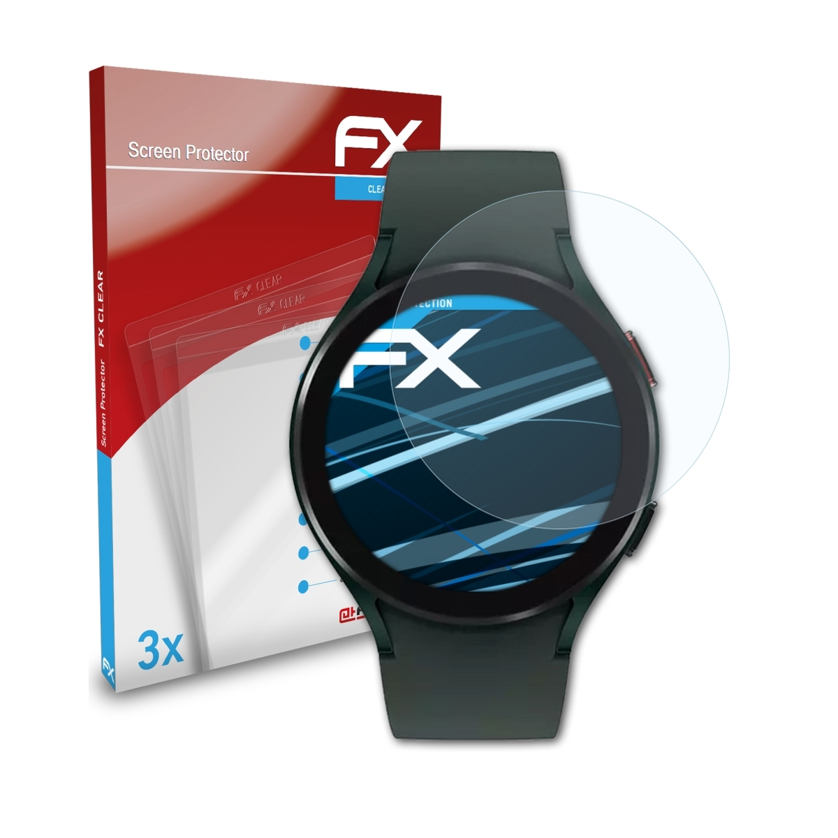 ATFOLIX 3x FX-Clear Samsung Watch (44mm)) Galaxy Displayschutz(für 4