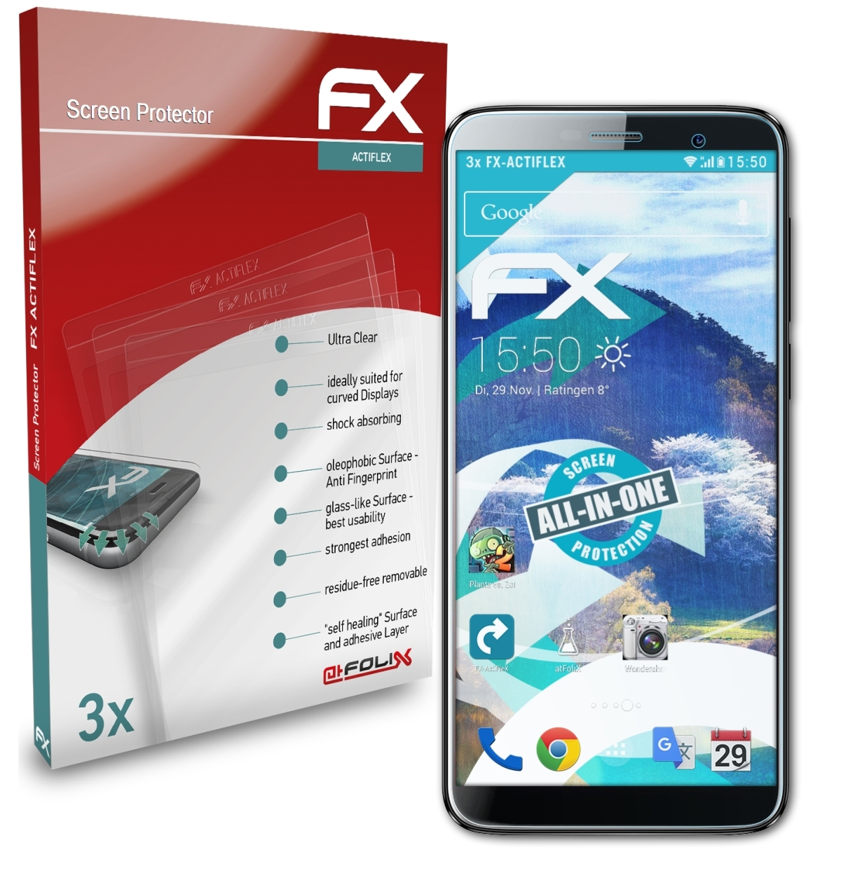 Homtom 3x ATFOLIX S7) Displayschutz(für FX-ActiFleX