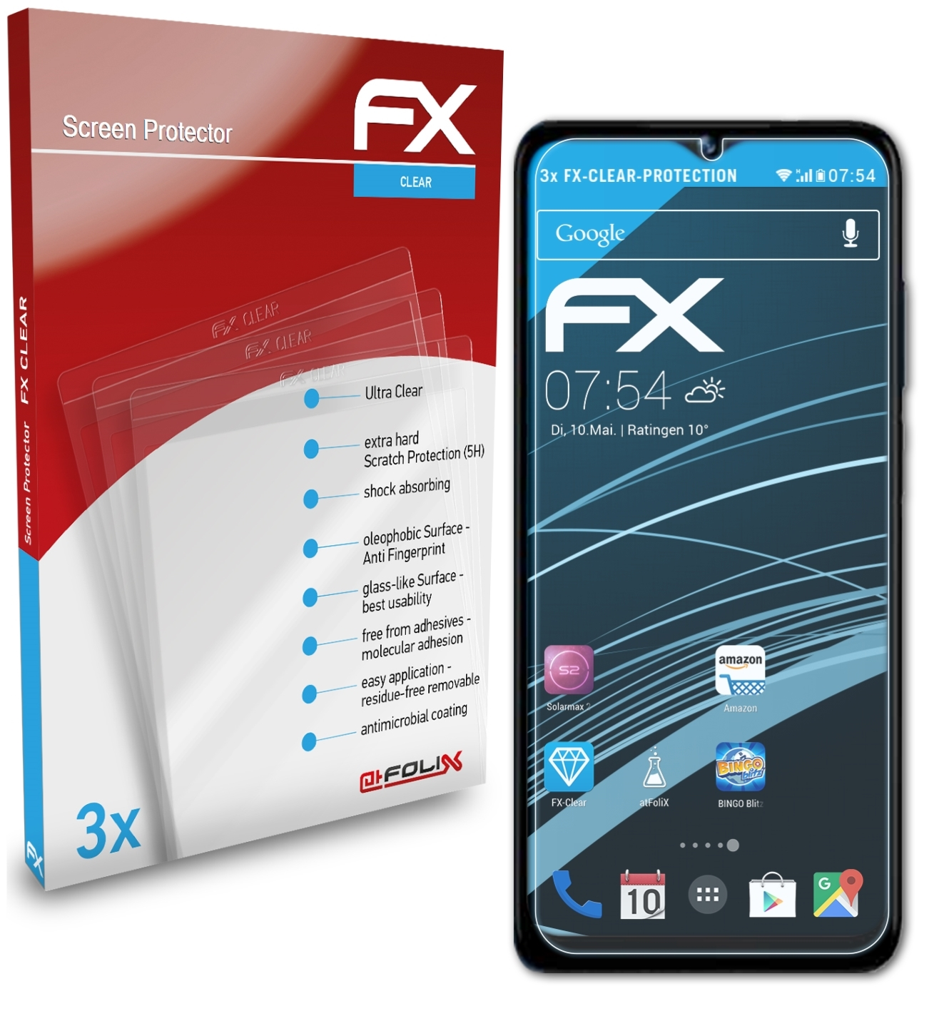 ATFOLIX 3x FX-Clear Displayschutz(für DOOGEE Pro) N40