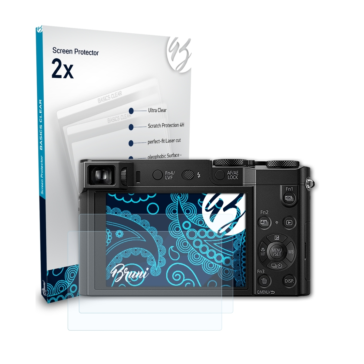 BRUNI 2x Basics-Clear Schutzfolie(für DMC-TZ100) Panasonic Lumix