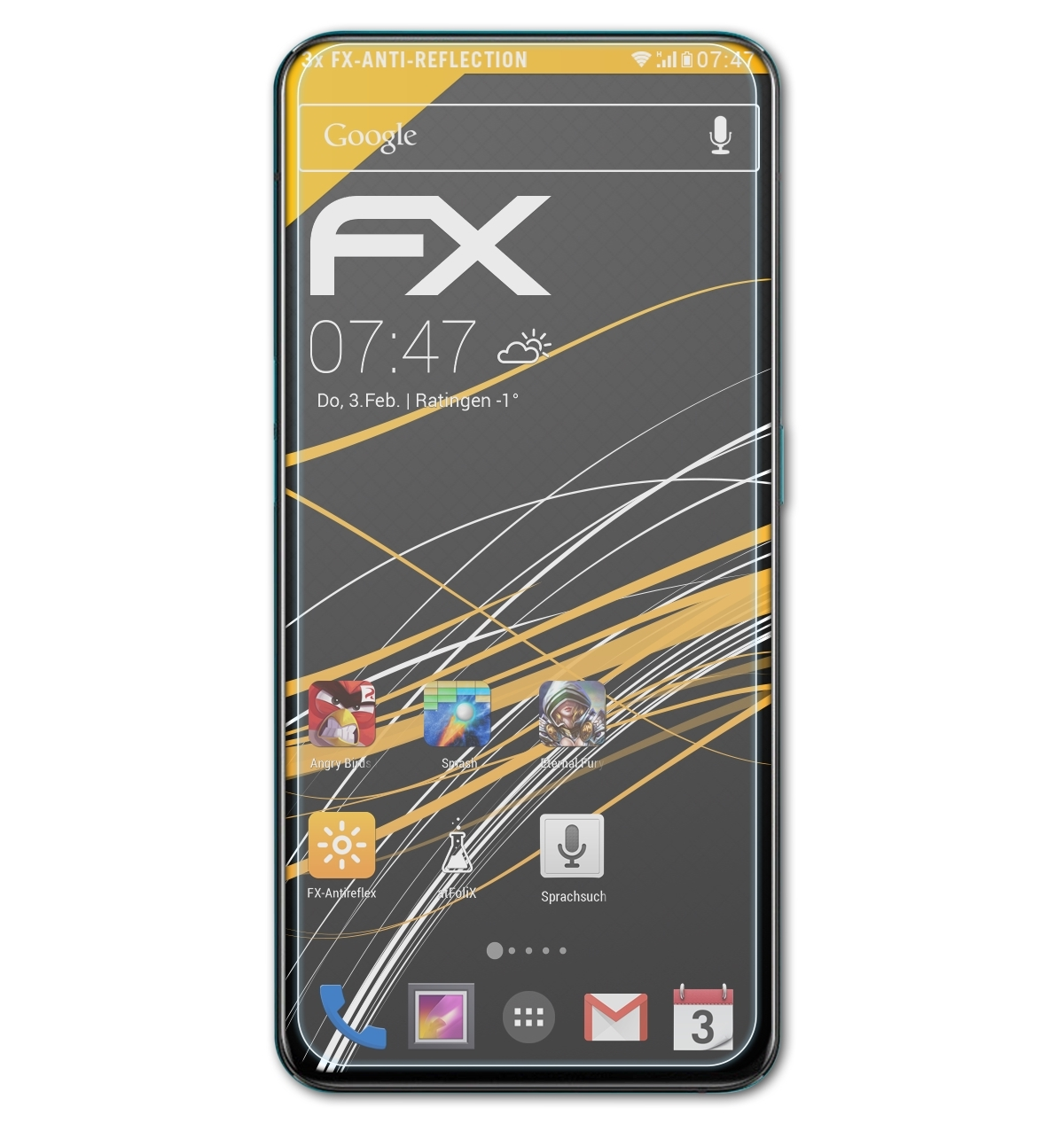 FX-Antireflex ATFOLIX Displayschutz(für Reno 3x Zoom) Oppo 10x
