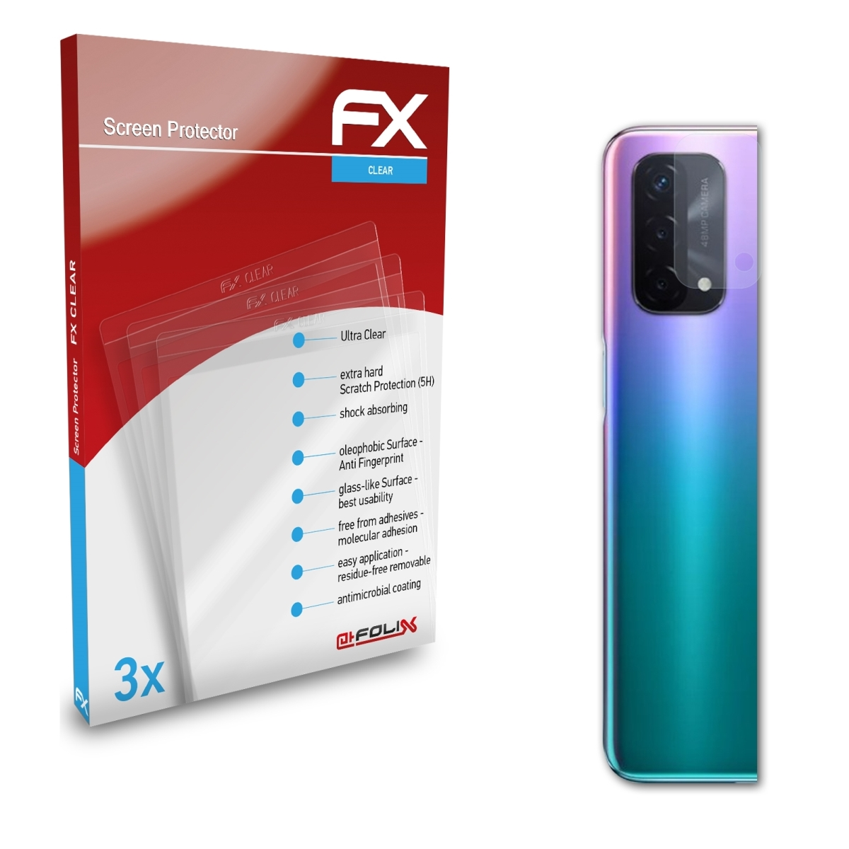 Oppo Lens) A93 3x FX-Clear ATFOLIX Displayschutz(für 5G