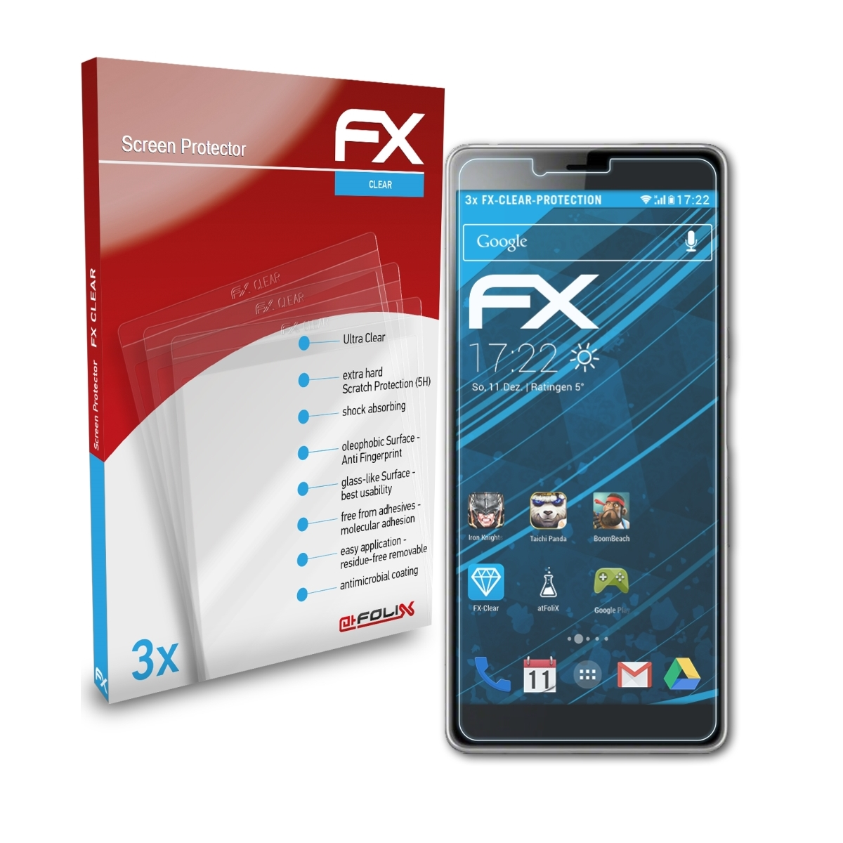 ATFOLIX 3x FX-Clear Xperia Sony L3) Displayschutz(für