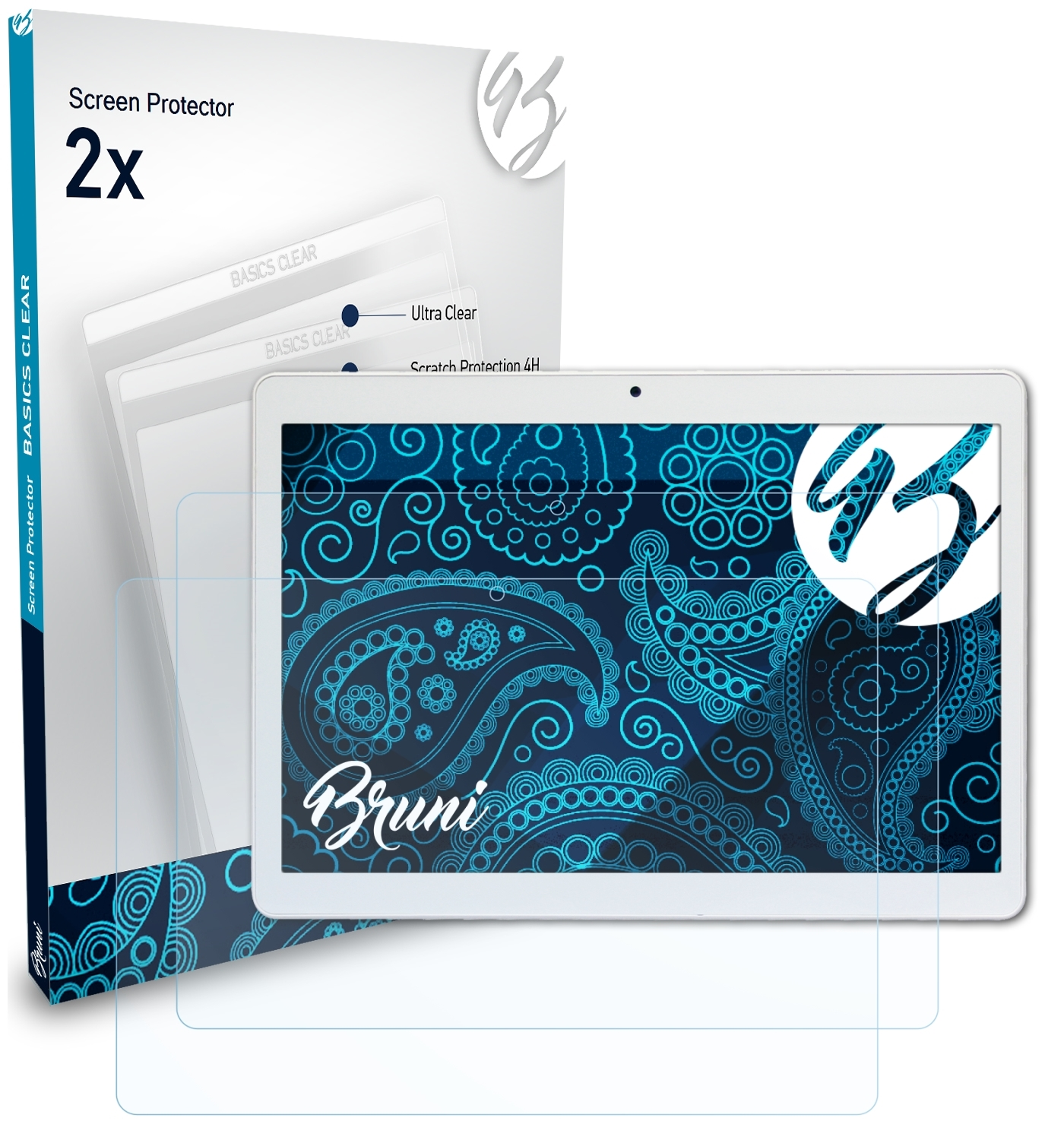 BRUNI 2x SmartPad 10) Go Mediacom Schutzfolie(für Basics-Clear