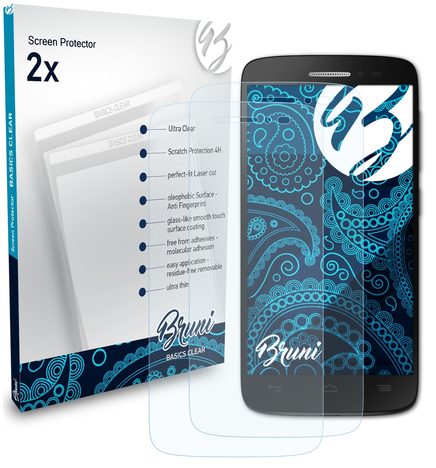 Schutzfolie(für Touch Pop One BRUNI Basics-Clear 2x Alcatel (4.5)) 2