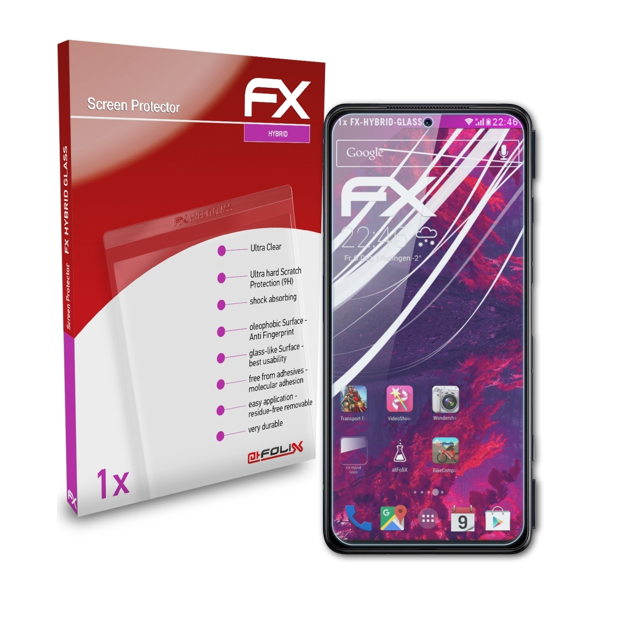 FX-Hybrid-Glass 4) Schutzglas(für ATFOLIX Black Xiaomi Shark