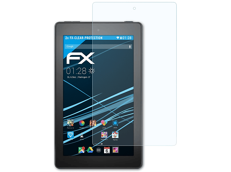 ATFOLIX 2x FX-Clear Displayschutz(für Amazon Fire 7 (Model 2019)) | Tabletschutzfolien