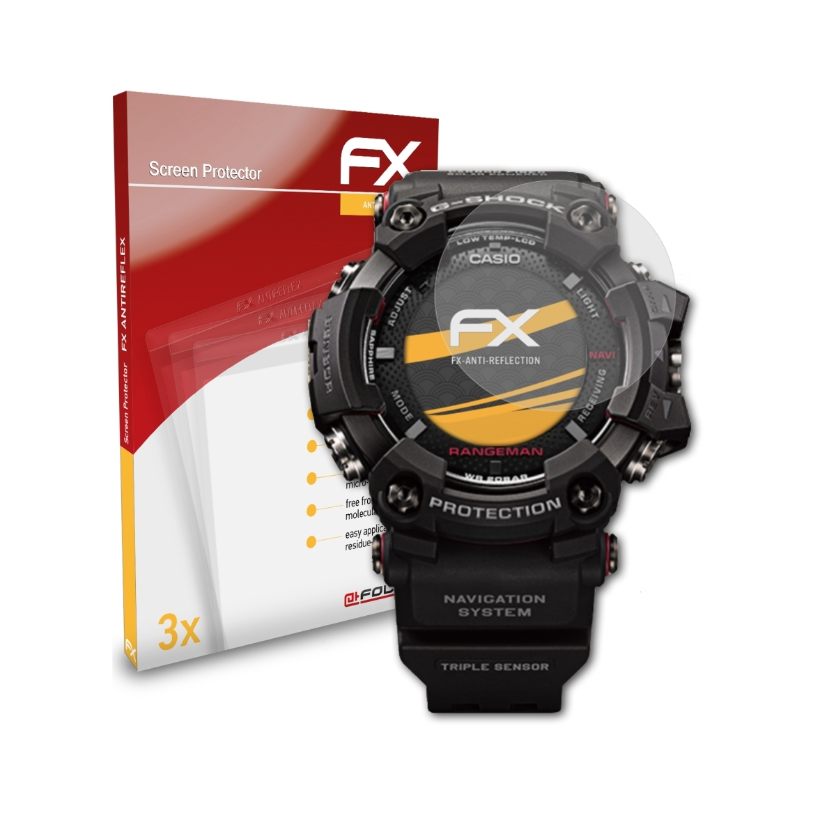 GPR-B1000-1) Casio 3x Displayschutz(für FX-Antireflex ATFOLIX