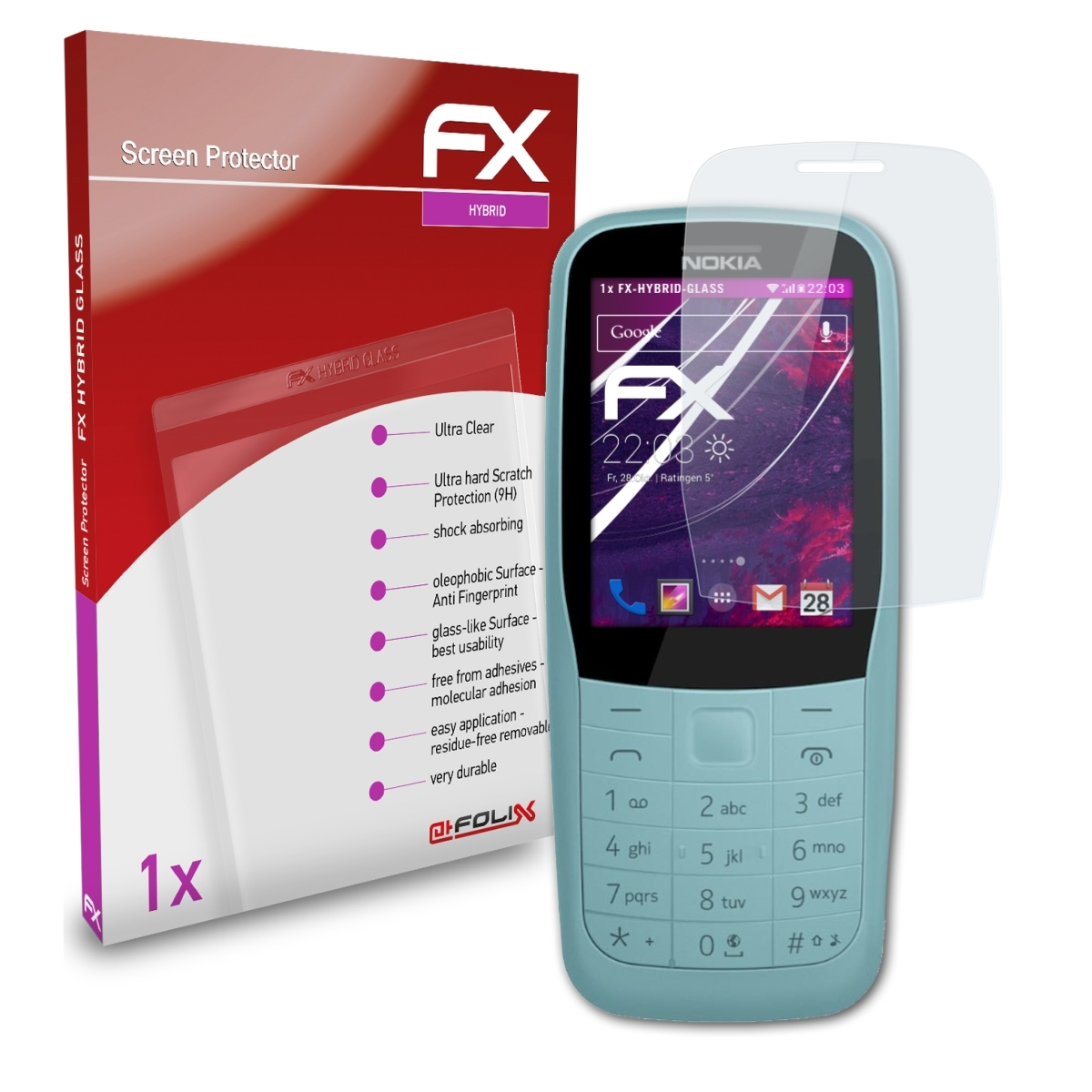 ATFOLIX FX-Hybrid-Glass (2019)) 4G Nokia Schutzglas(für 220