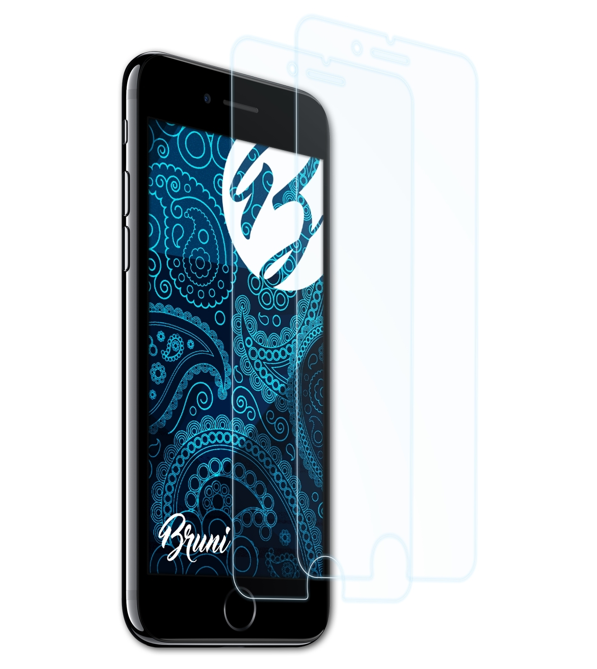 BRUNI 2x Basics-Clear Schutzfolie(für Apple iPhone 7 8 (Front)) 