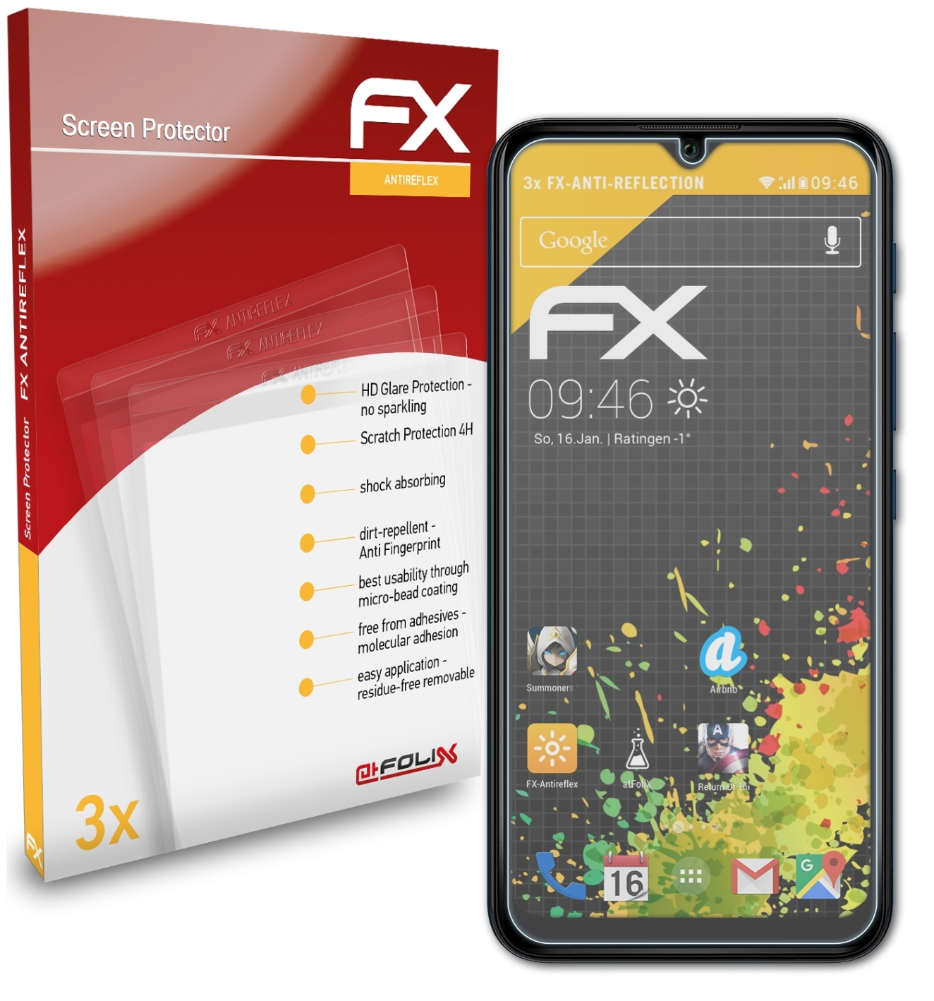 FX-Antireflex Y62) ATFOLIX Wiko 3x Displayschutz(für