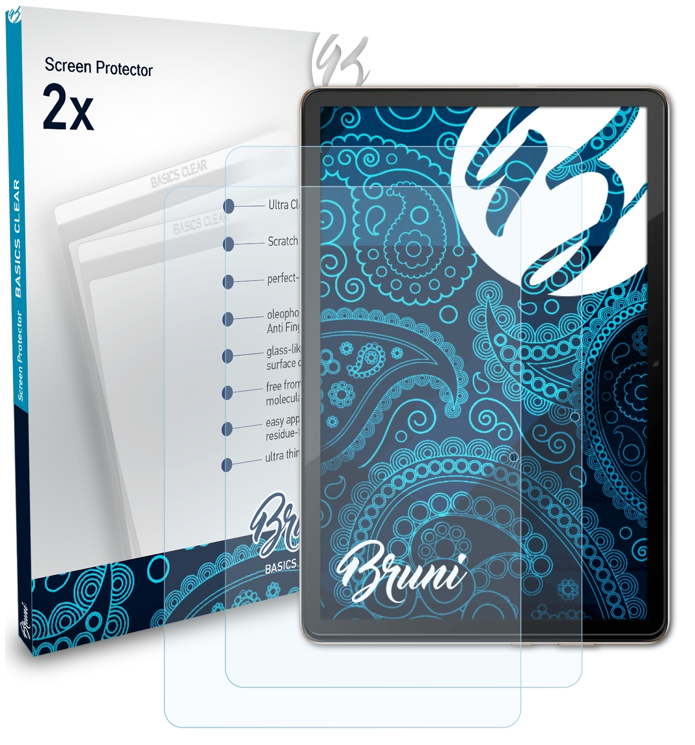 BRUNI Basics-Clear Schutzfolie(für Slim 4G) 2x Blackview 10 Tab