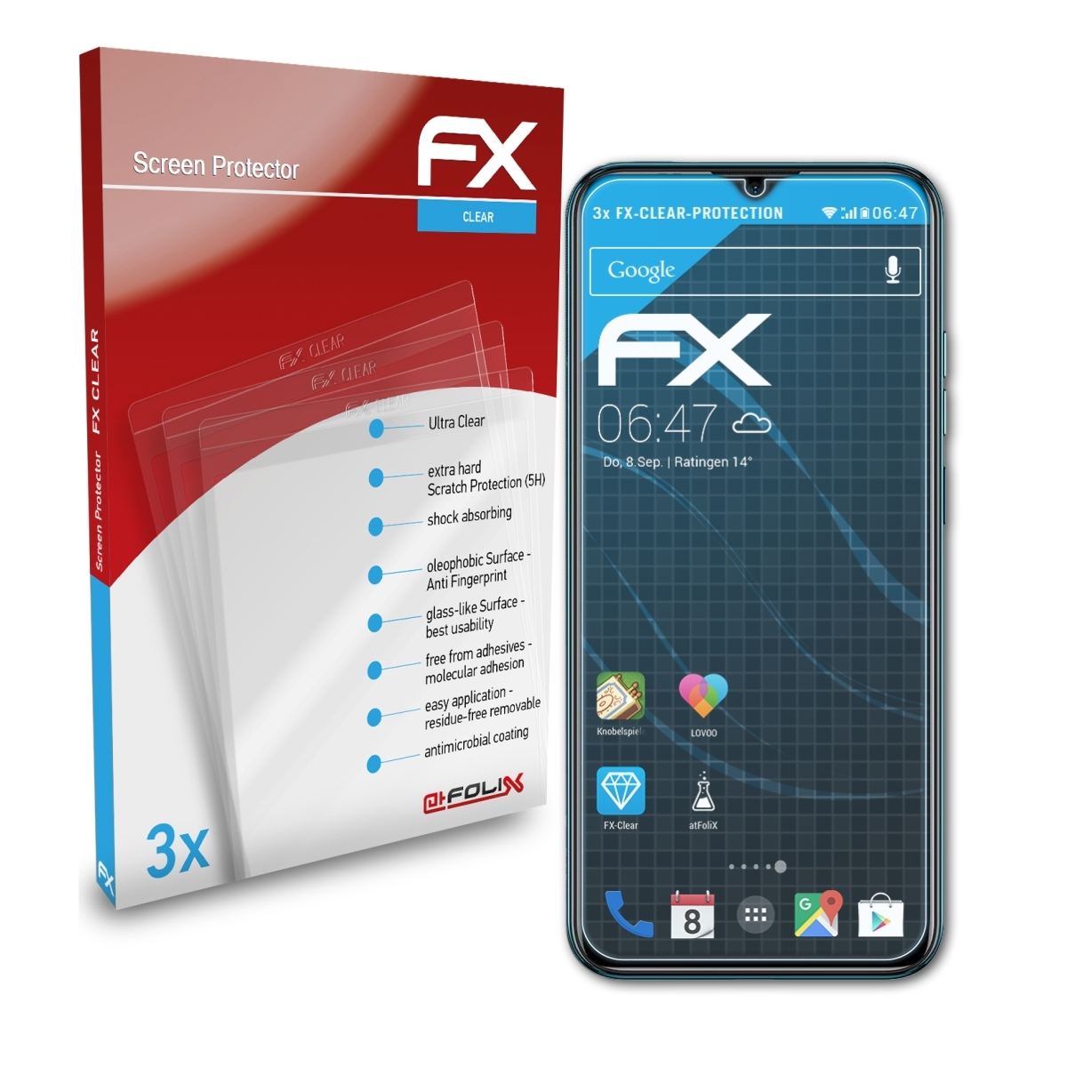 ATFOLIX 3x 9P) Displayschutz(für FX-Clear Note Ulefone