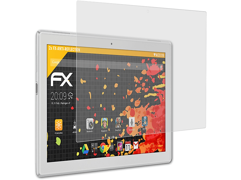 ATFOLIX 2x FX-Antireflex Displayschutz(für Lenovo 10) Tab 4