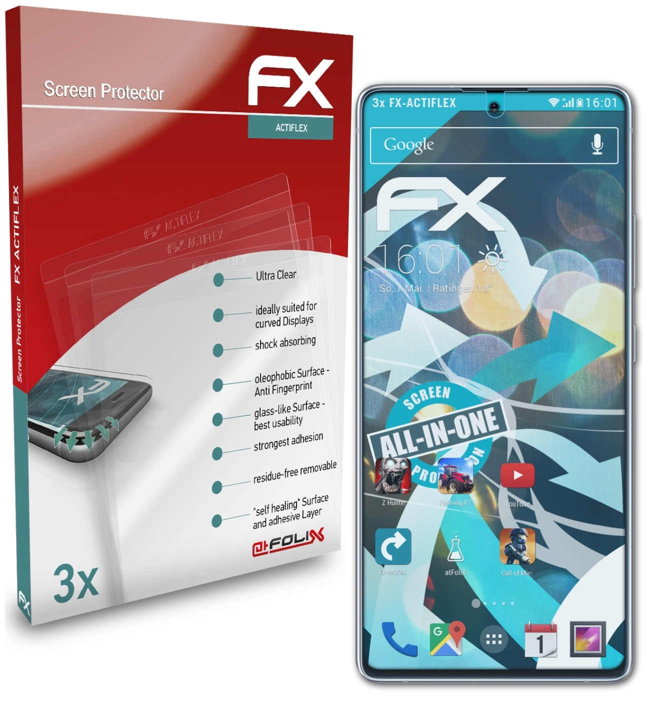 ATFOLIX 3x FX-ActiFleX Displayschutz(für Samsung S10 Lite) Galaxy
