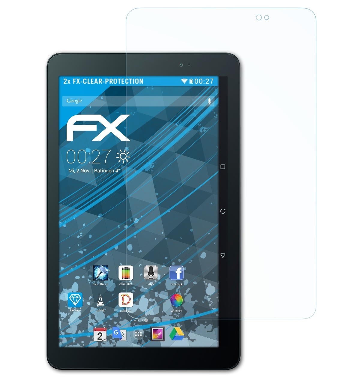 2x ATFOLIX MediaPad FX-Clear Huawei T1 Displayschutz(für 10)