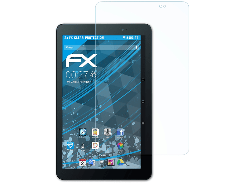 2x ATFOLIX MediaPad FX-Clear Huawei T1 Displayschutz(für 10)