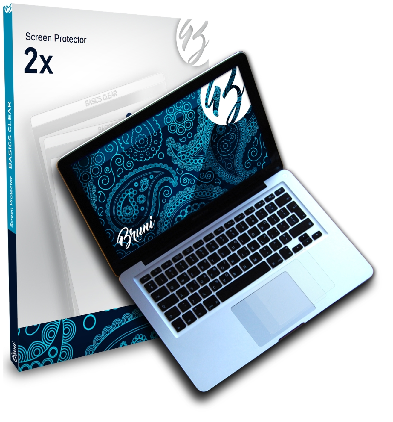 BRUNI 2x Basics-Clear Schutzfolie(für Pro A1502 A1534)) A1278 Trackpad MacBook Apple (A1286