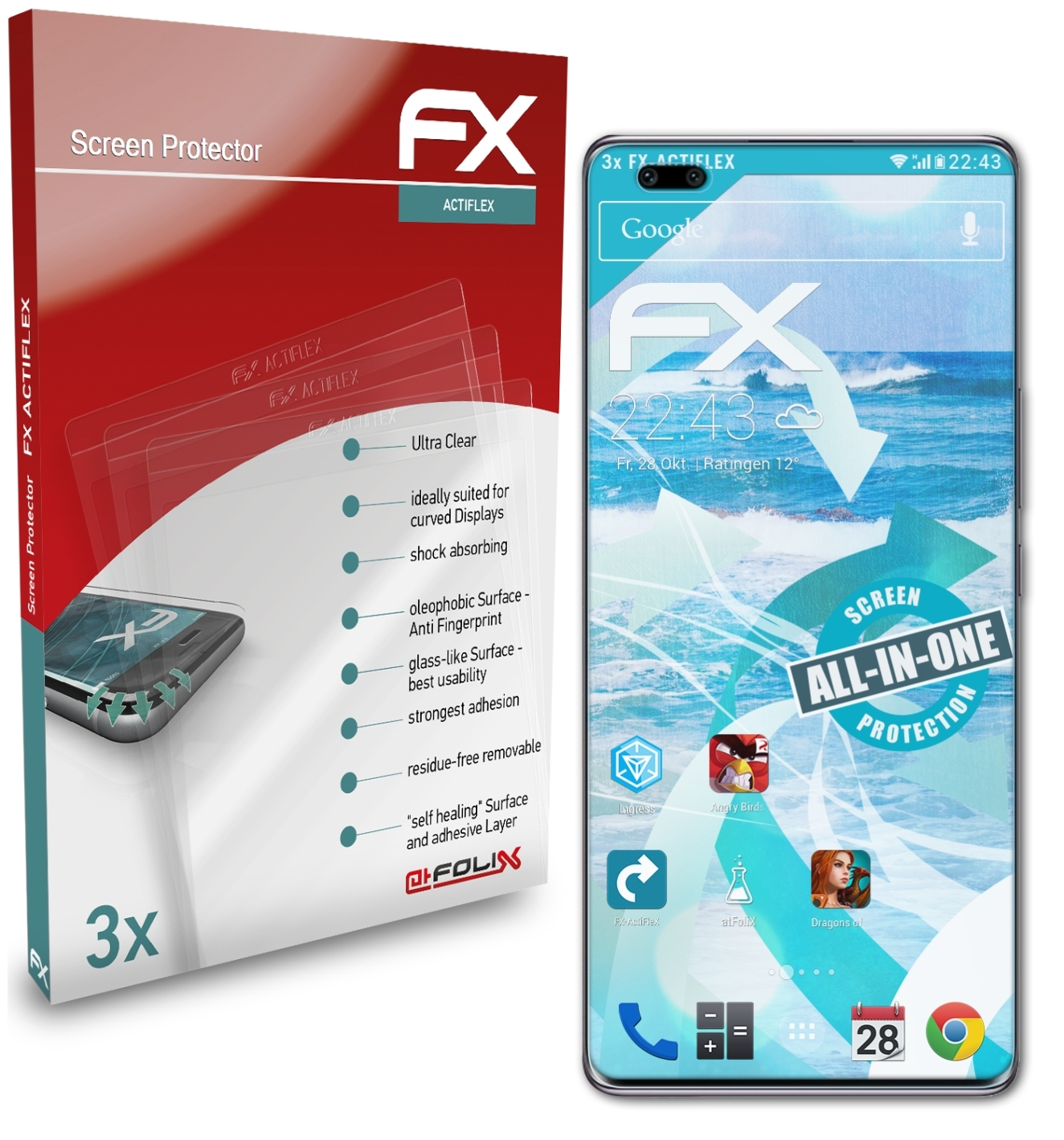 ATFOLIX 3x FX-ActiFleX Displayschutz(für Honor Pro) 50