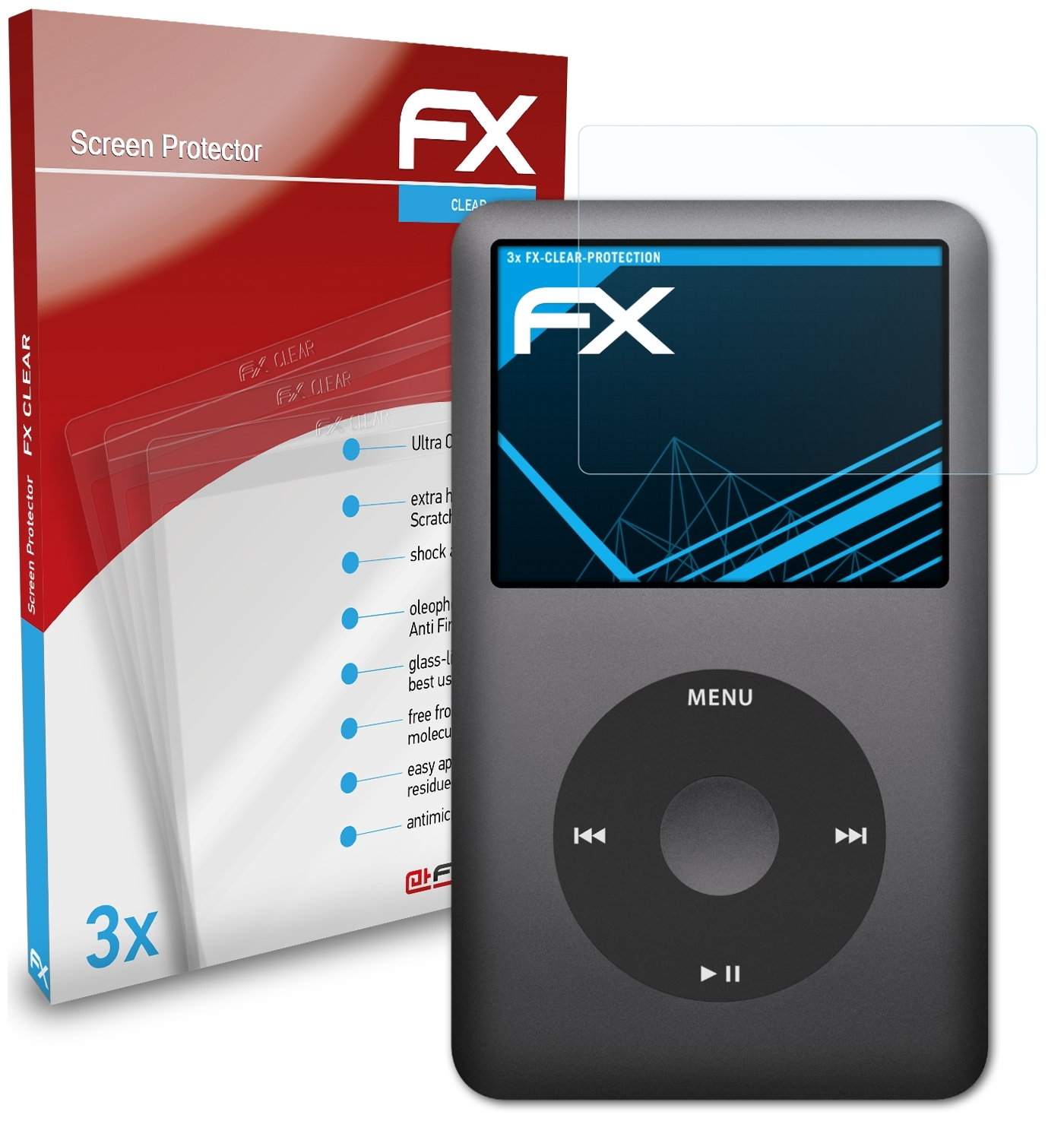 iPod FX-Clear Apple classic) Displayschutz(für ATFOLIX 3x
