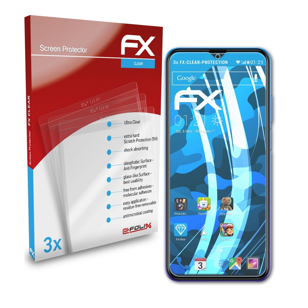 ATFOLIX 3x FX-Clear Displayschutz(für Note Ulefone 12P)