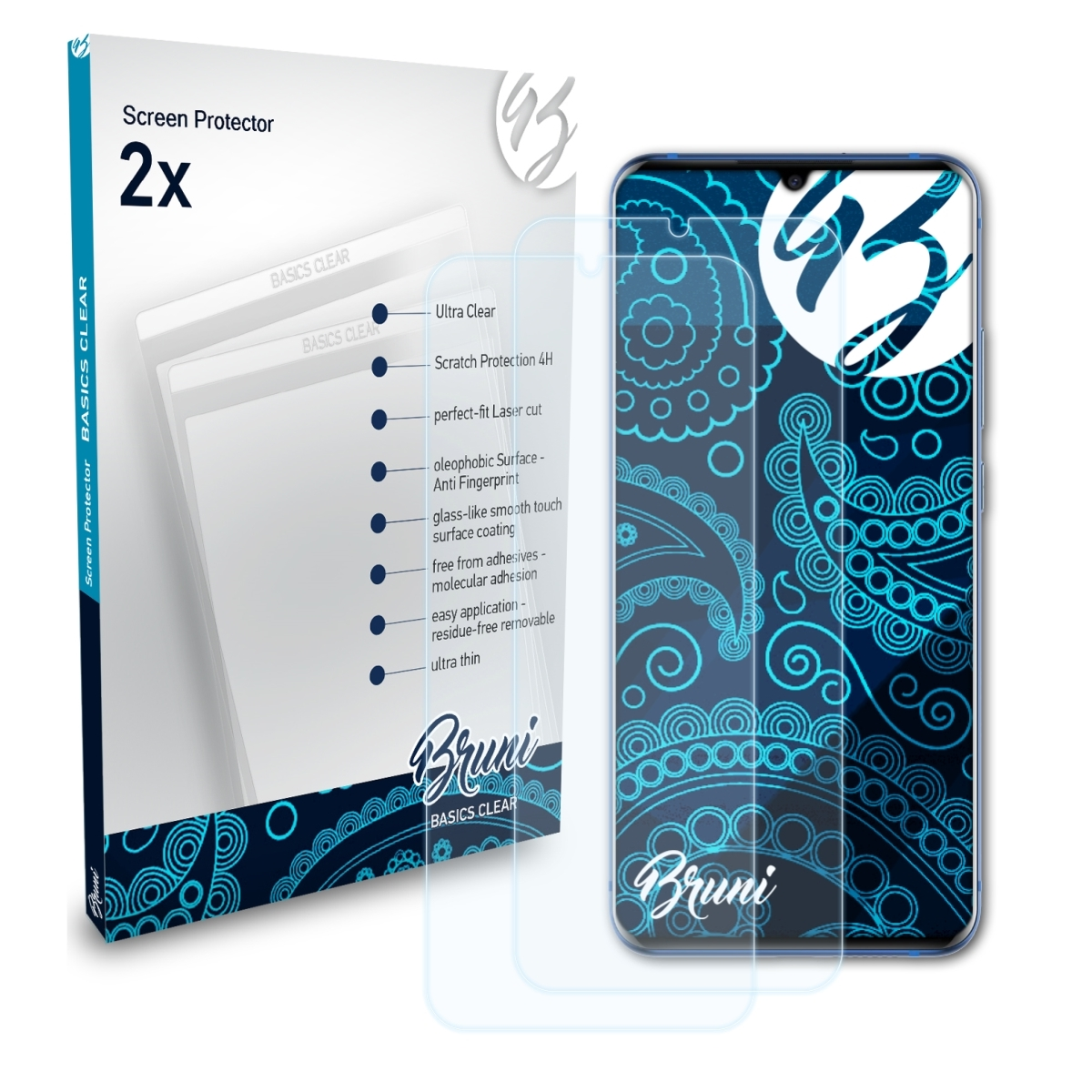 BRUNI 2x 10s Basics-Clear Schutzfolie(für Pro) ZTE Axon