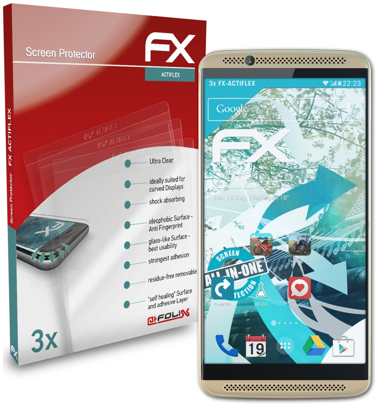 ATFOLIX 3x ZTE Axon FX-ActiFleX 7) Displayschutz(für