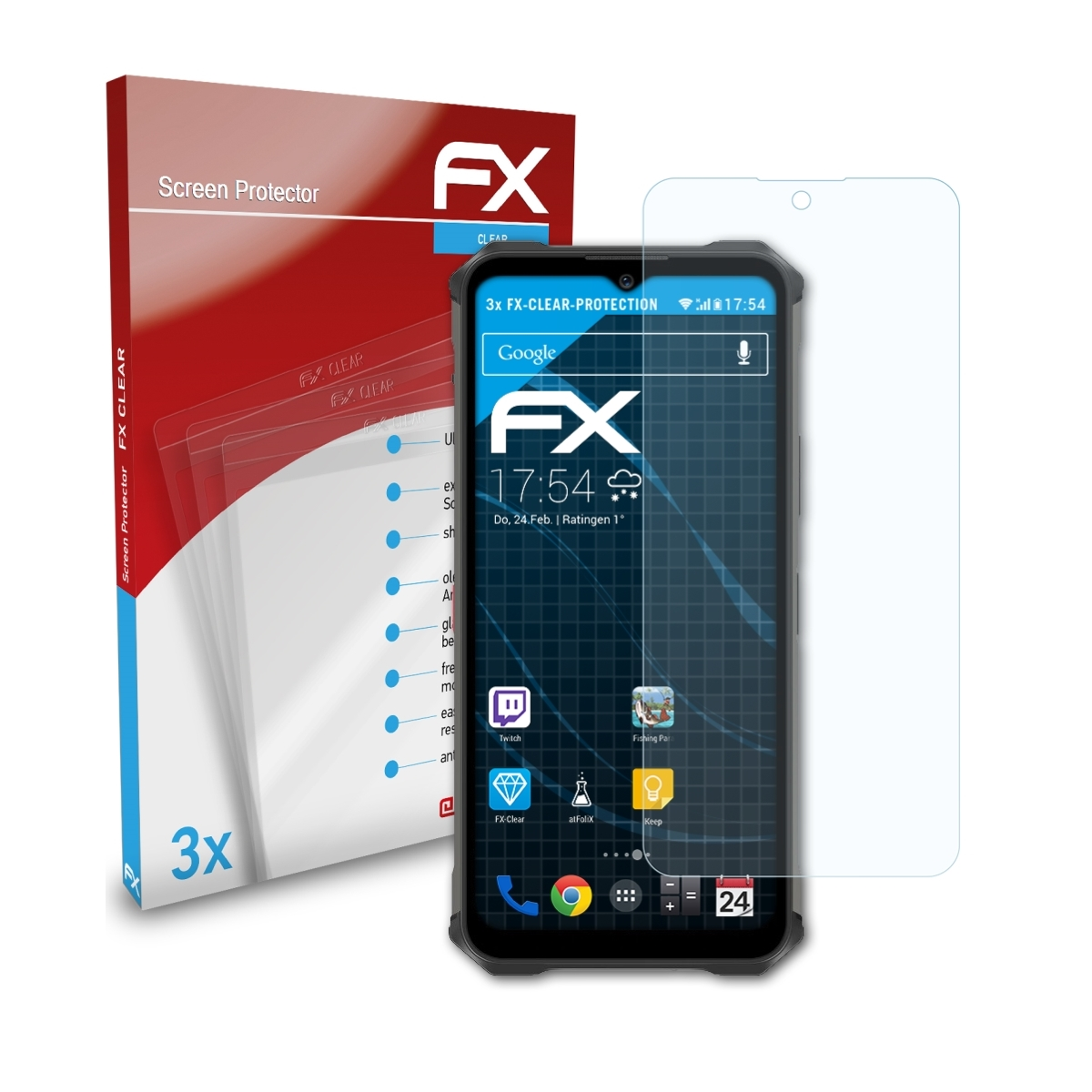 WP13) ATFOLIX 3x FX-Clear Oukitel Displayschutz(für