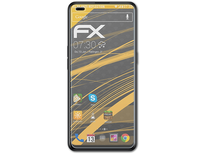 ATFOLIX 3x FX-Antireflex Displayschutz(für Oppo Reno4)