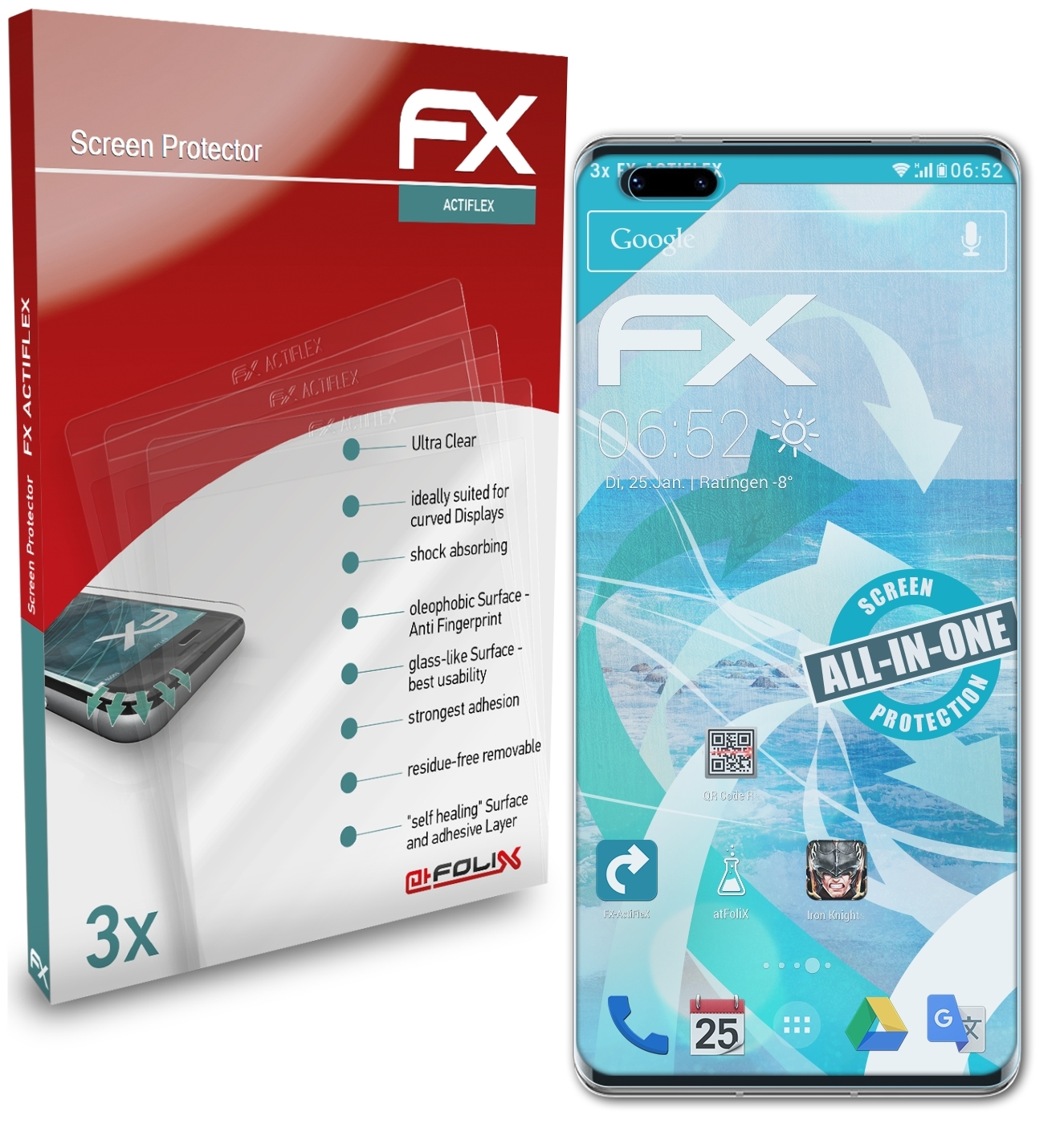 ATFOLIX 3x Pro) Huawei 40 Displayschutz(für Mate FX-ActiFleX
