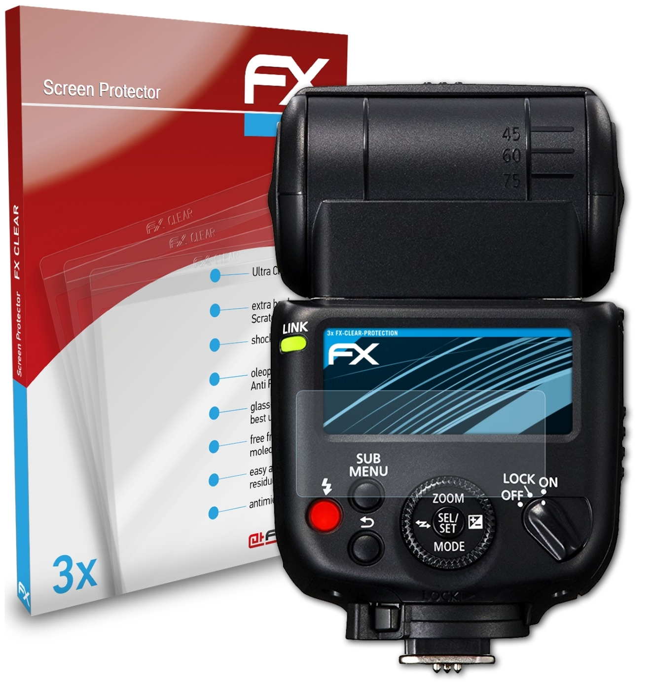 ATFOLIX Speedlite 3x Displayschutz(für FX-Clear Canon III-RT) 430EX