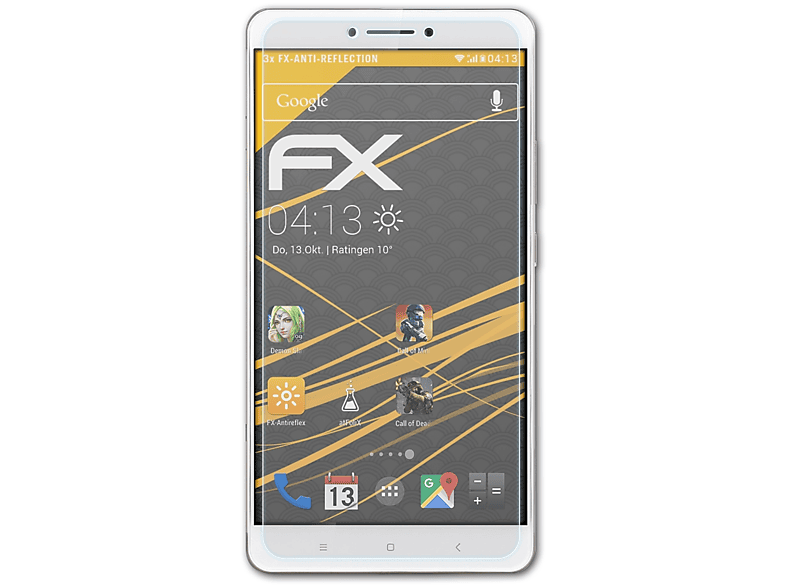 ATFOLIX 3x FX-Antireflex Displayschutz(für Xiaomi Mi Max 2)