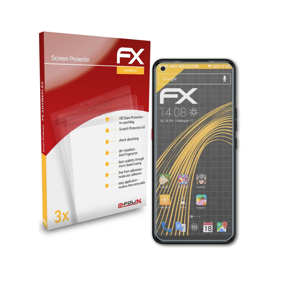 ATFOLIX Pova) Tecno 3x Displayschutz(für FX-Antireflex